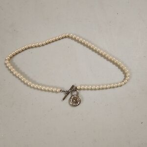 Ralph Lauren Cream Pearl Necklace with Silver Pendant